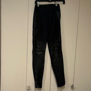 Alo Winter Warm Airlift Black Faux Leather Panel Leggings